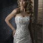 Custom Made- Beads Embellished Strapless Sexy Wedding Dress Cocktail Bridesmaid Ball Prom Gown Q3