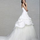 Custom Made- Chapel Train Drawstring sleeveless Wedding Bride Dress Cocktail Bridesmaid Ball Prom Y