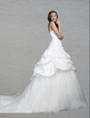 Custom Made- Chapel Train Drawstring sleeveless Wedding Bride Dress Cocktail Bridesmaid Ball Prom Y