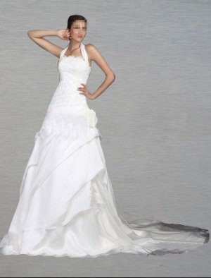 Custom Made- Chapel Train Drawstring Back Wedding Bride Dress Cocktail Bridesmaid Ball Prom Y