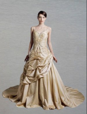 Custom Made- Chapel Train Gallus Bubble Wedding Bride Dress Cocktail Bridesmaid Ball Prom Y