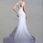 Custom Made- Chapel Train Zip Back V Neck White Wedding Bride Dress Cocktail Bridesmaid Ball Prom Y