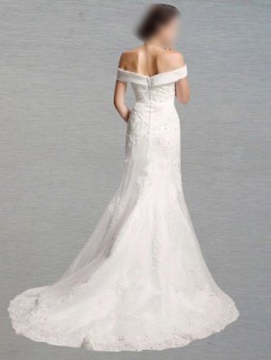 Custom Made- Court Train Off-shoulder Embroidery Wedding Bride Dress Cocktail Bridesmaid Ball Prom Y