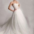 Custom Made- Court Train Organza Tiered Strap Wedding Bride Dress Cocktail Bridesmaid Ball Prom Y