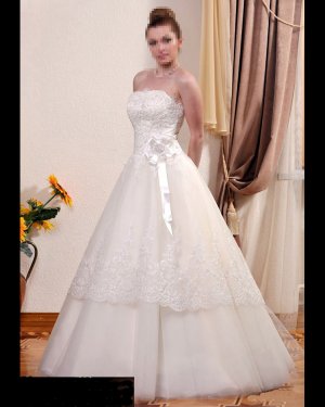 Custom Made- Floral Embellished Strapless Sexy Wedding Bride Dress Cocktail Bridesmaid Ball Prom Y