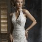 Custom Made- Deep V-Neck Floral Embellish Halter Wedding Bride Dress Cocktail Bridesmaid Ball Prom Y