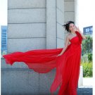 Custom Made- Elegant Flower One Shoulder Red Wedding Bride Dress Cocktail Bridesmaid Ball Prom