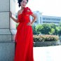 Custom Made- Elegant Flower One Shoulder Red Wedding Bride Dress Cocktail Bridesmaid Ball Prom
