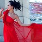 Custom Made- Elegant Flower One Shoulder Red Wedding Bride Dress Cocktail Bridesmaid Ball Prom