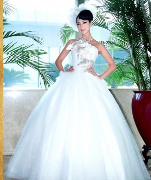 Custom Made- Elegant Flowers Printed Off-Shoulder Wedding Bride Dress Cocktail Bridesmaid Ball Prom