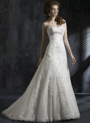Custom Made- Floral Lace Embellished Strapless Wedding Bride Dress Cocktail Bridesmaid Ball Prom S2