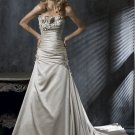 Custom Made- Flower Embellish Pleat Strapless Wedding Bride Dress Cocktail Bridesmaid Ball Prom S6
