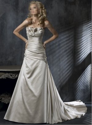 Custom Made- Flower Embellish Pleat Strapless Wedding Bride Dress Cocktail Bridesmaid Ball Prom S6