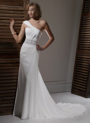 Custom Made- Sexy Single Shoulder Pleated Wedding Bride Dress Cocktail Bridesmaid Ball Prom S7