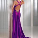 Elegant Red Cross Neck Straps Floor Length V Neck Evening Gown
