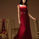 Vintage Elegant Red Square Long Evening Dress Bridesmaid Wedding