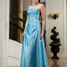 2011 Elegant Blue Strapless Long Formal Evening Dress Bridesmaid Wedding