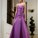 Elegant Purple Strapless Beads Pleated Evening Dress Bridesmaid Wedding