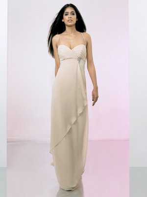 Elegant Cream Spaghetti Straps Pleated Evening Dress Prom Bridesmaid Wedding