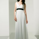 Long Formal White V Neck Designer Evening Dress Prom Bridesmaid Wedding