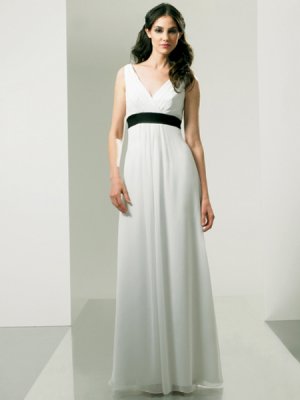 Long Formal White V Neck Designer Evening Dress Prom Bridesmaid Wedding