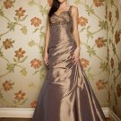 Elegant Brown Spaghetti Straps Beadings Evening Dress Prom Bridesmaid Wedding