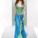Celebrity Elegant Blue And Green V Neck Evening Dress Prom Bridesmaid Wedding