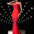 Red Strapless Rhinestone Empire Waist Mermaid Evening Dress Prom Bridesmaid Wedding