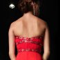 Red Strapless Rhinestone Empire Waist Mermaid Evening Dress Prom Bridesmaid Wedding