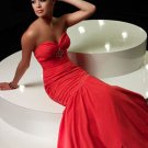 Formal Elegant Red Sweetheart Strapless Ruffles Beading Mermaid Ball Gown Prom Bridesmaid Wedding