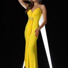 Hot Sale Elegant Yellow Spagetti Straps Beading Evening Dress Cocktail Prom Bridesmaid Wedding