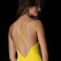 Hot Sale Elegant Yellow Spagetti Straps Beading Evening Dress Cocktail Prom Bridesmaid Wedding