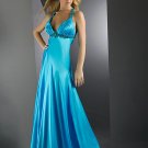 Hot Sale Elegant Blue V Neck Cross Straps Evening Dress Cocktail Prom Bridesmaid Wedding