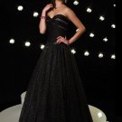 Black Rhinestone Sweetheart Strapless Ball Gown Dress Cocktail Prom Bridesmaid Wedding