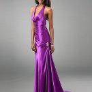 Hot Sale Elegant Purple Halter V Neck Evening Dress Cocktail Prom Bridesmaid Wedding