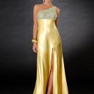 Hot Sale Elegant Daffodil One Shoulder Evening Dress Formal Cocktail Prom Bridesmaid Wedding
