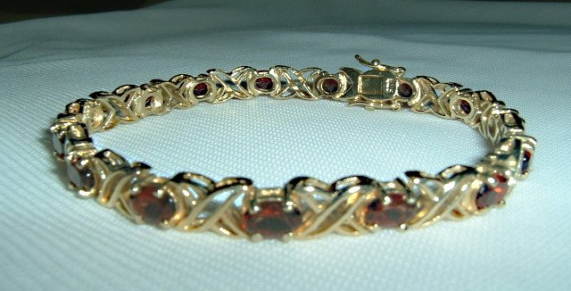 Elegant Garnet Bracelet-gold over sterling silver bracelet