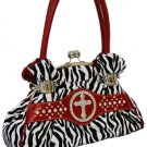 Red, black and white zebra print purse- p005