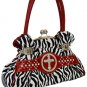 Red, black and white zebra print purse- p005