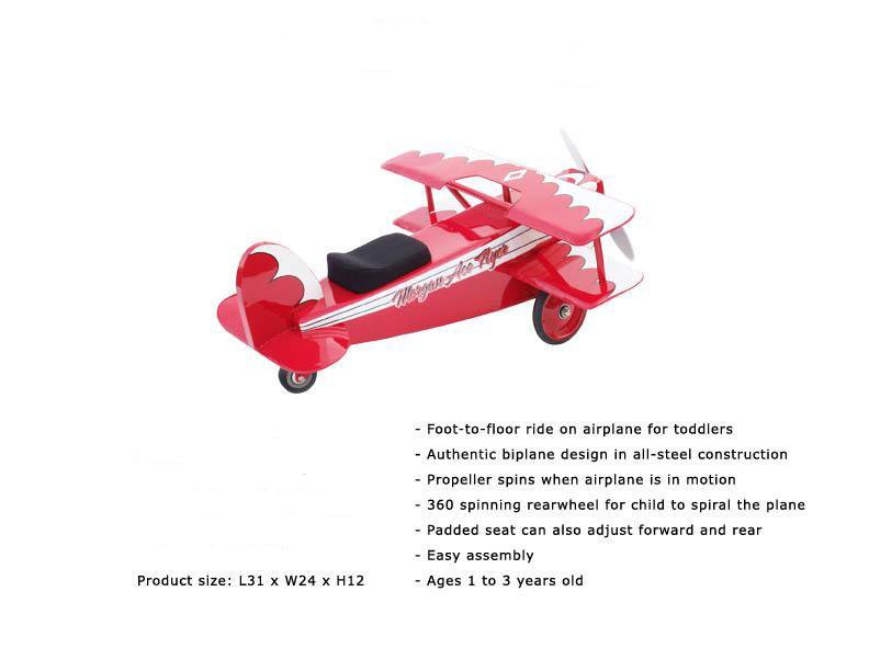 Ace Flyer BiPlane Scoot Along Steel Ride on Airplane for kids