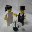 Lego BRIDE & GROOM Wedding Minifig Black Hair PONYTAIL