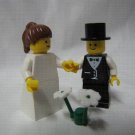 Lego BRIDE & GROOM Wedding Minifig Brown Hair PONYTAIL