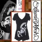 Lauren Moshi ROCK Swing V-neck Tee in Black "M" NEW