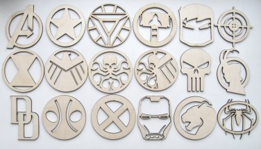 Wood logo The Avengers Arc Reactor Hawkeye Black Widow S.H.I.E.L.D Hyrda Punisher Loki Daredevil