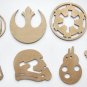 Star Wars Wood logo Jedi Order Rebel Alliance Galactic Empire Millennium Falcon Darth Vader BB-8