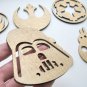 Star Wars Wood logo Jedi Order Rebel Alliance Galactic Empire Millennium Falcon Darth Vader BB-8
