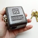 Large Shackleless Lock, Hockey Puck Style Padlock Round NEW Hidden Shackle