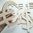 Wood Currency Symbols EU Euro US Dollar UK Pound China Yuan Bitcoin Japan Yen Italia Lira
