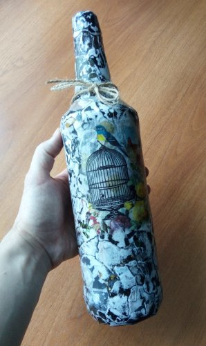 Shabby Chic Bottle Decoupage Dekoration Unikat Handmade Flasche Dekor Serviettentechnik Geschenkidee