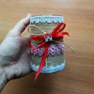 Vintage can Handmade Decoupage Decor, Shabby Chic decor